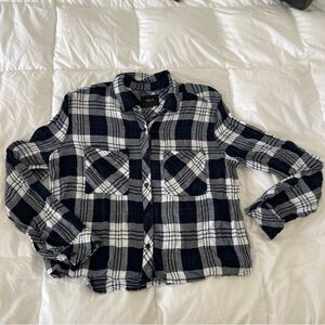 Rails Blue and Green Checkered Button Up Shirt